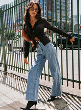 Nicolo High Rise Straight Leg Jeans Light Blue Wash